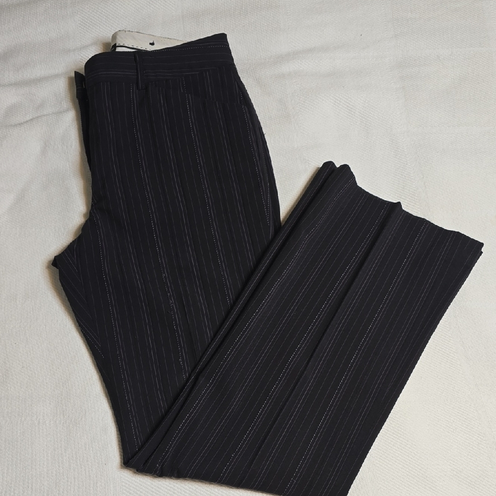 Dalia Collection Black And Purple Striped Dress Pants